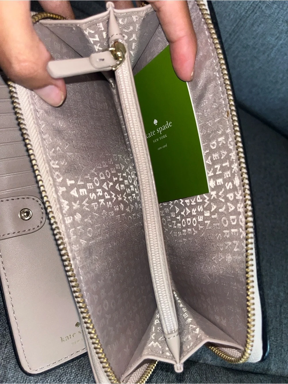 Kate Spade Beige Pebbled Leather Long Wallet